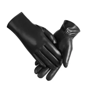 (1 pair) Size M Ladies Leather Gloves Capacitive Touchscreen Gloves for Smartphone / Tablet - Black