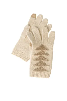 100 Cashmere Touchscreen Gloves with Geometric Pattern