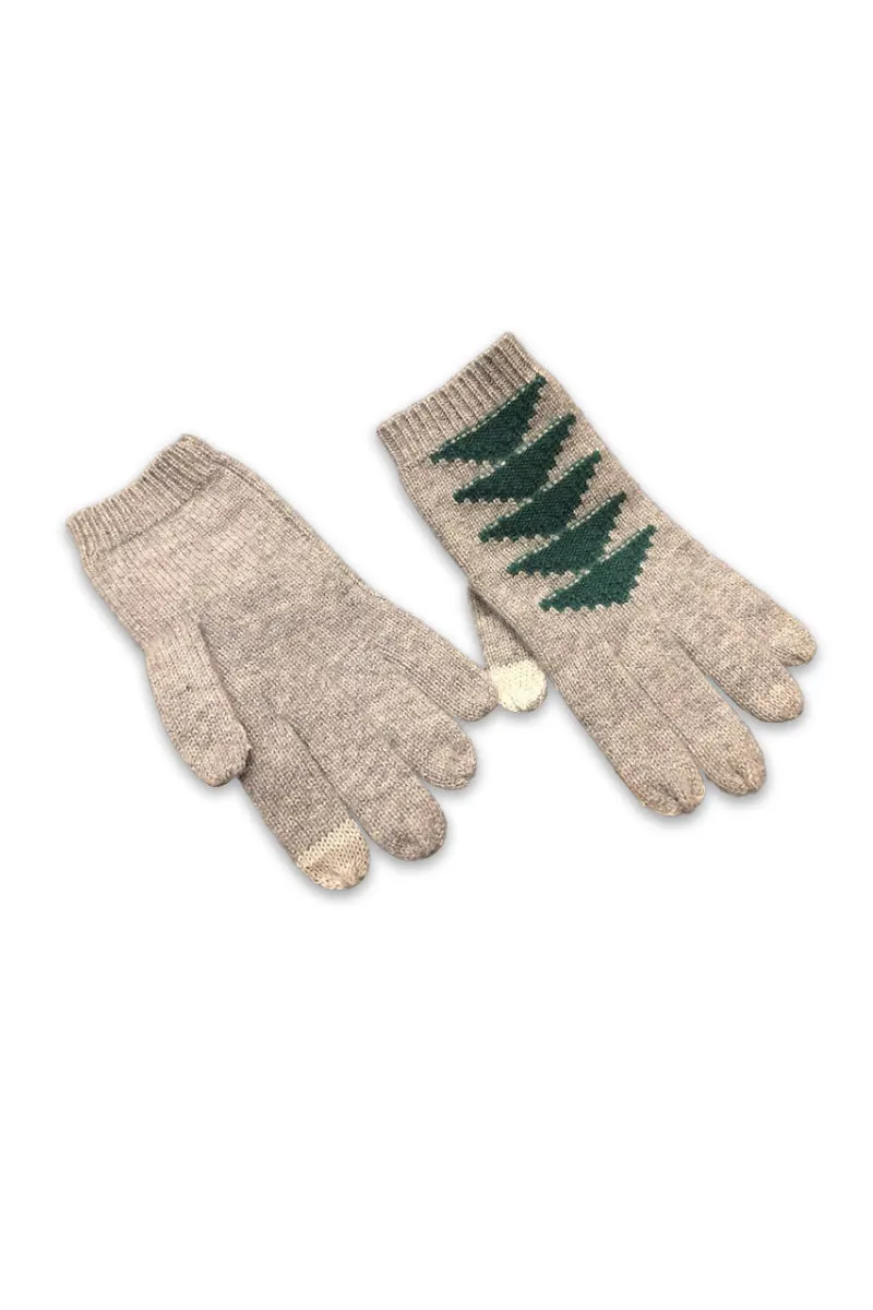 100 Cashmere Touchscreen Gloves with Geometric Pattern