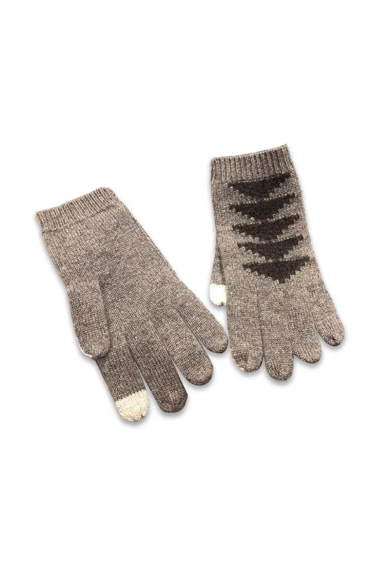 100 Cashmere Touchscreen Gloves with Geometric Pattern