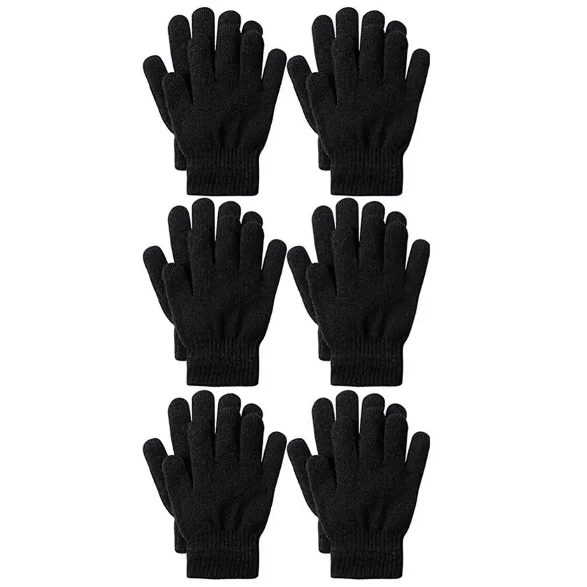 6-Pack: Women's Acrylic Warm Everyday Winter Assorted Gloves