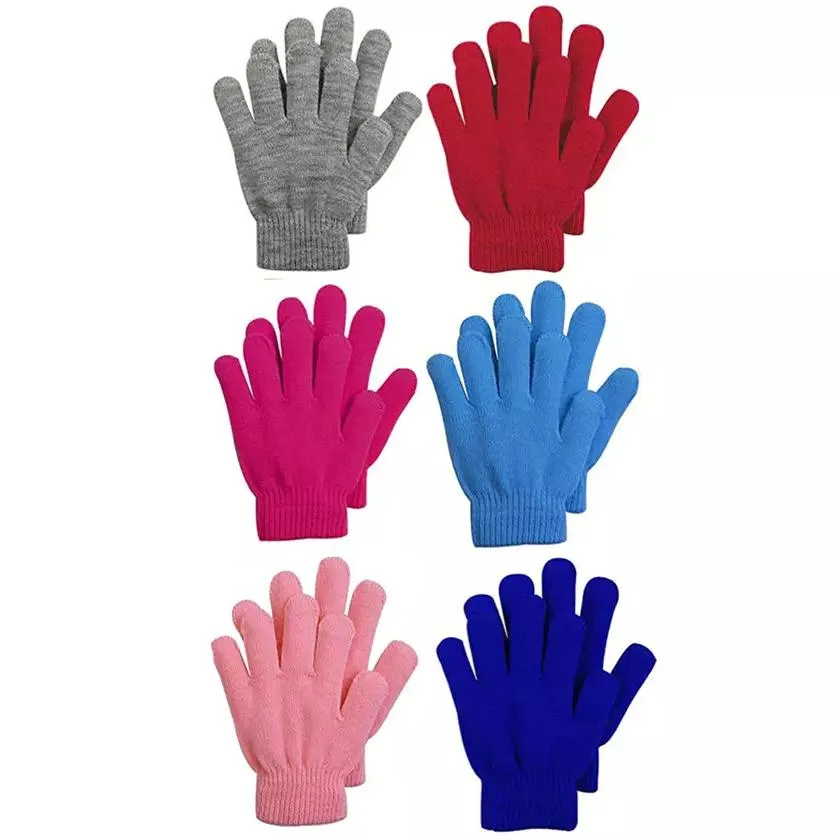 6-Pack: Women's Acrylic Warm Everyday Winter Assorted Gloves