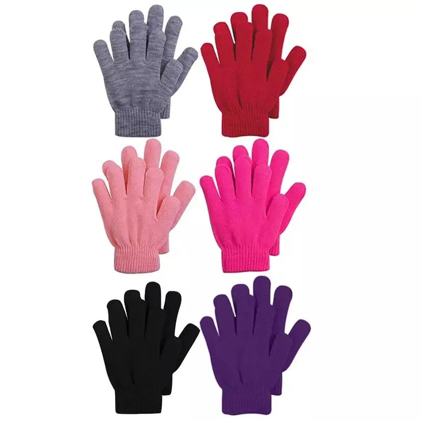 6-Pack: Women's Acrylic Warm Everyday Winter Assorted Gloves