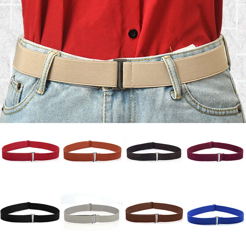 Adjustable Size Flat Buckle Elastic Waist Belt