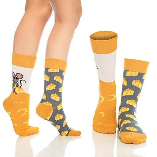 Bambooven Unisex Fun Dress Socks – Colorful Cotton Novelty (6 Pairs)