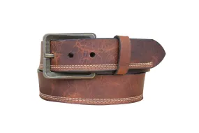 Bison Leather Casual Belt, Brass Buckle