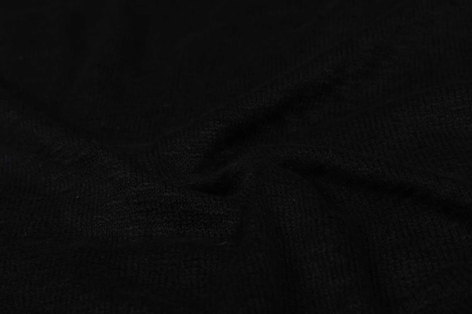 Black Plain Knit Wool Fabric