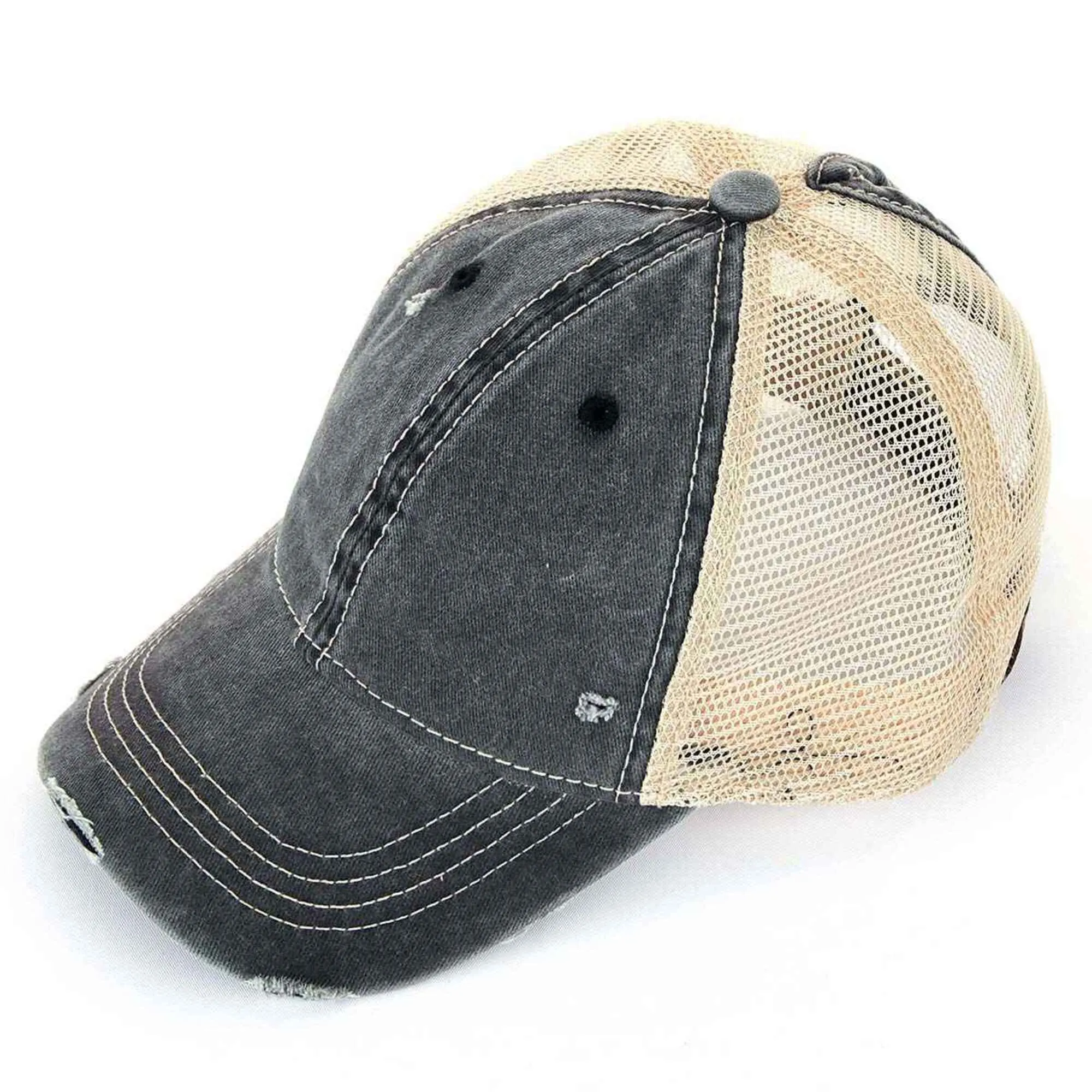 BT12 Washed Mesh Back High Pony Baseball Cap