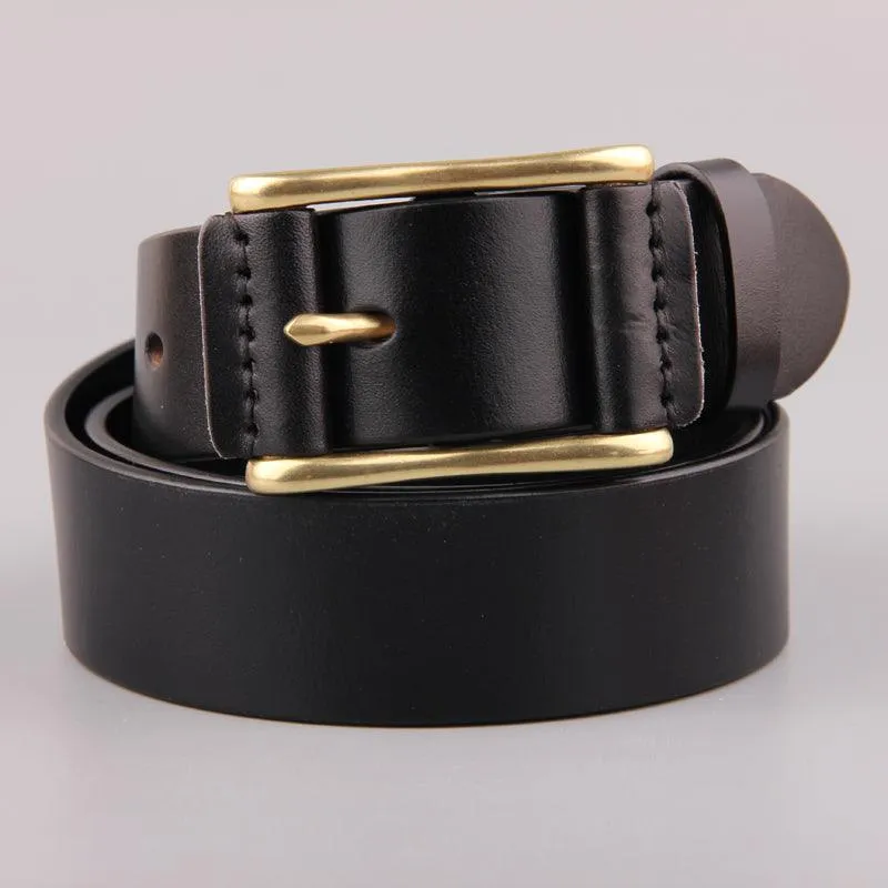 Casual Brass Buckle Men's Belt