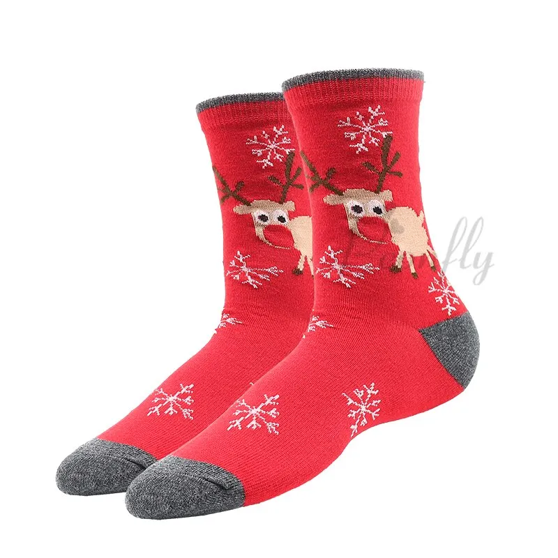 Christmas Socks PEONFLY New Colorful Cotton Happy Men's Crew Socks Harajuku Hip Hop Funny Cartoon Santa Claus Biscuits