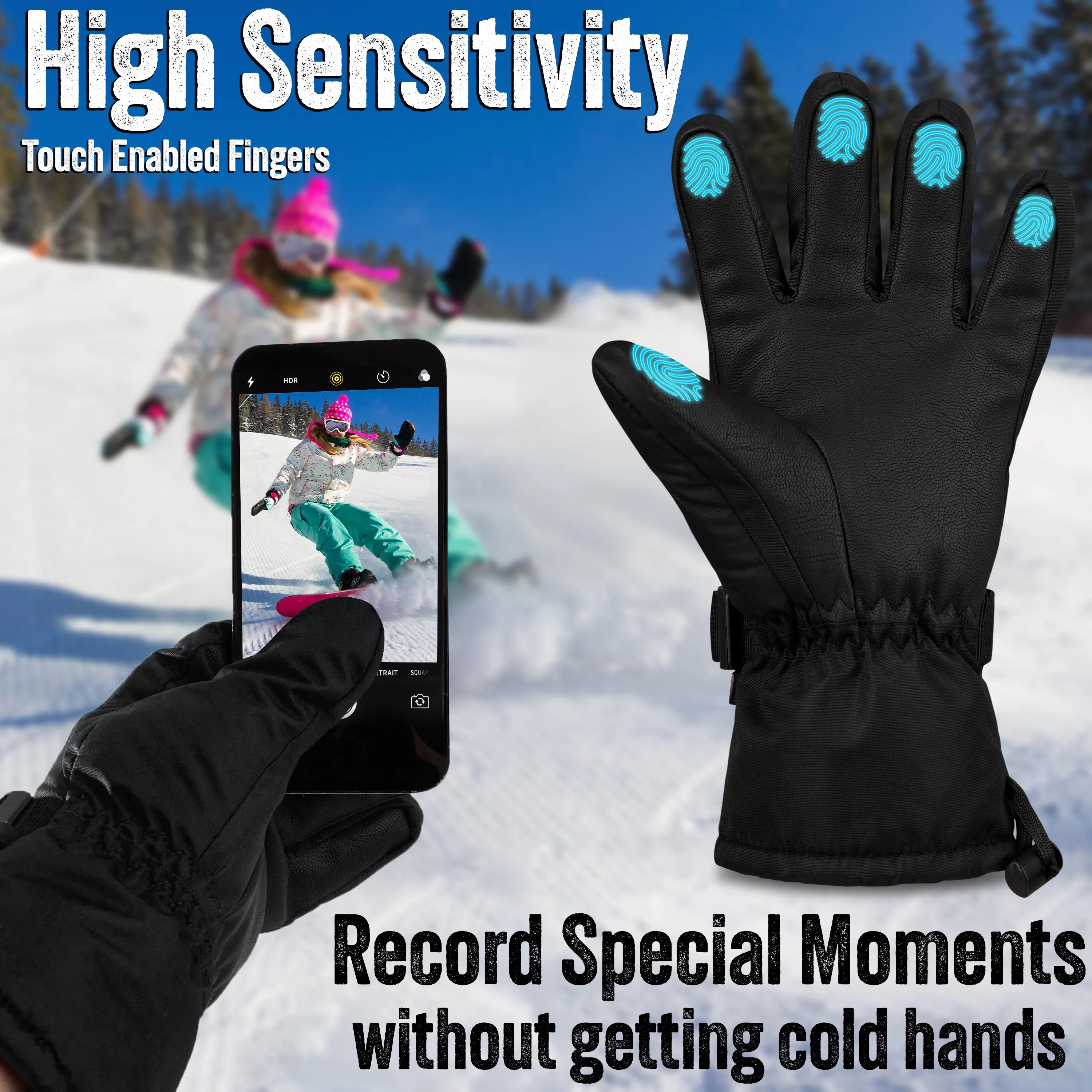 CityComfort Womens Skiing Gloves - Fleece Lined Touch Screen Gloves