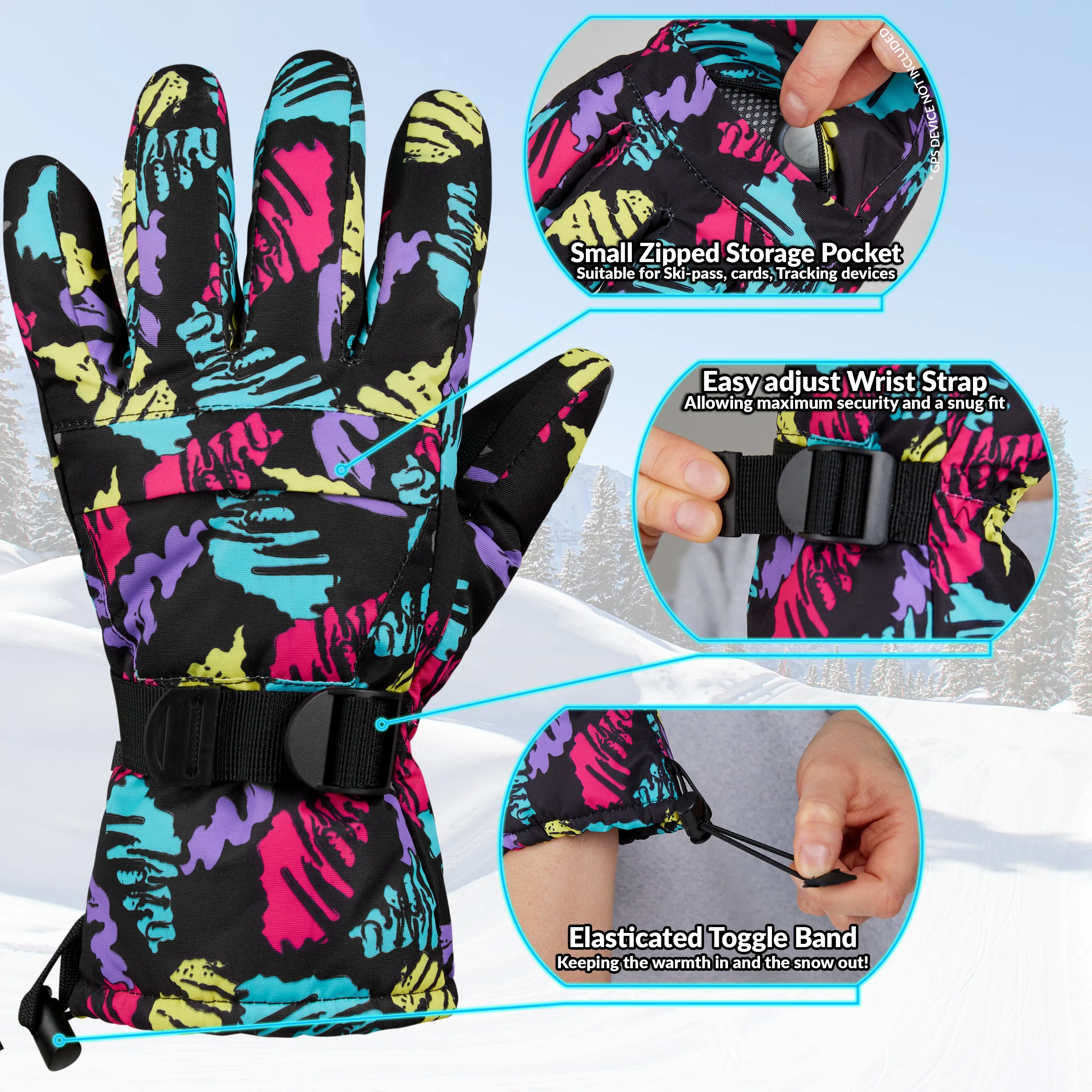 CityComfort Womens Skiing Gloves - Fleece Lined Touch Screen Gloves