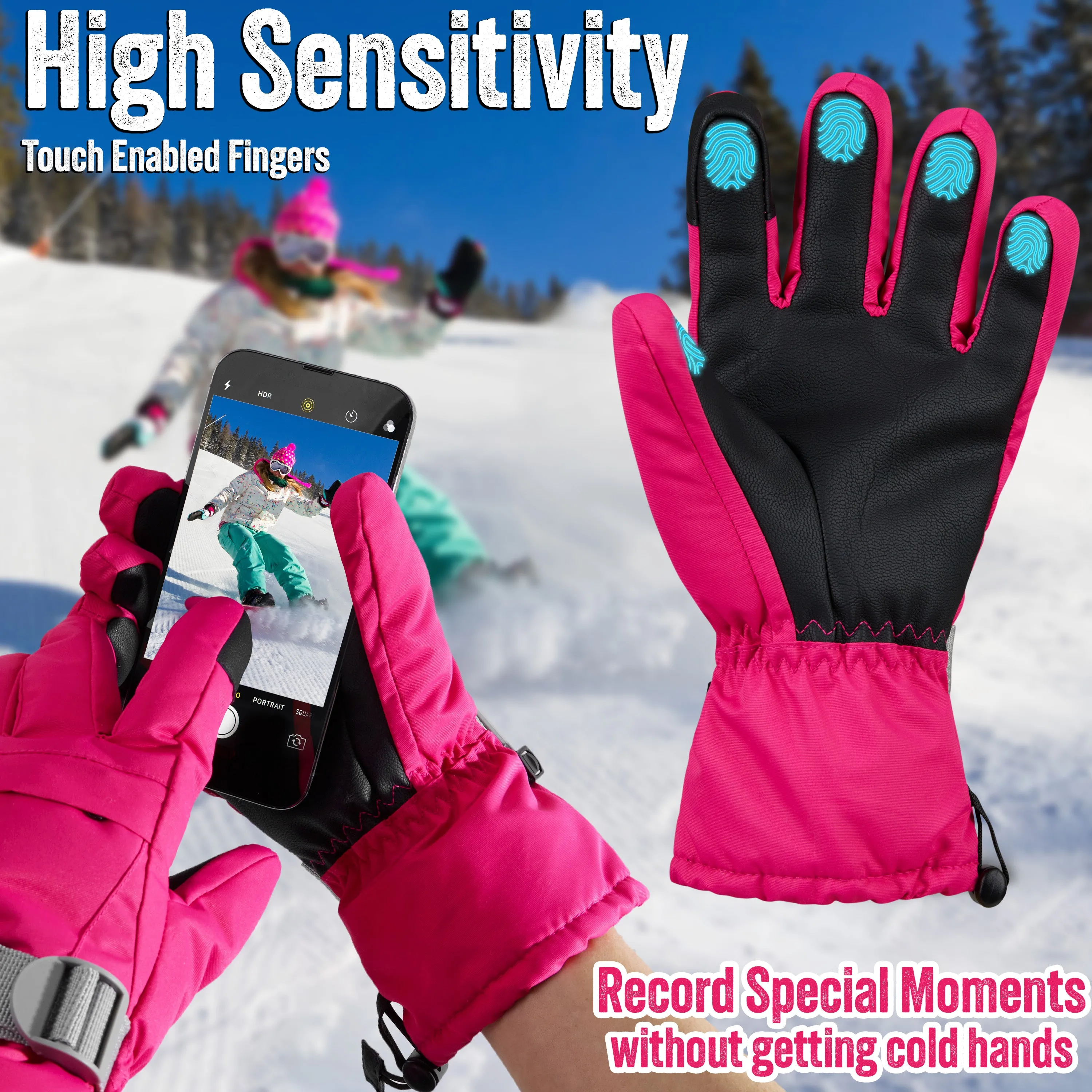 CityComfort Womens Skiing Gloves - Fleece Lined Touch Screen Gloves