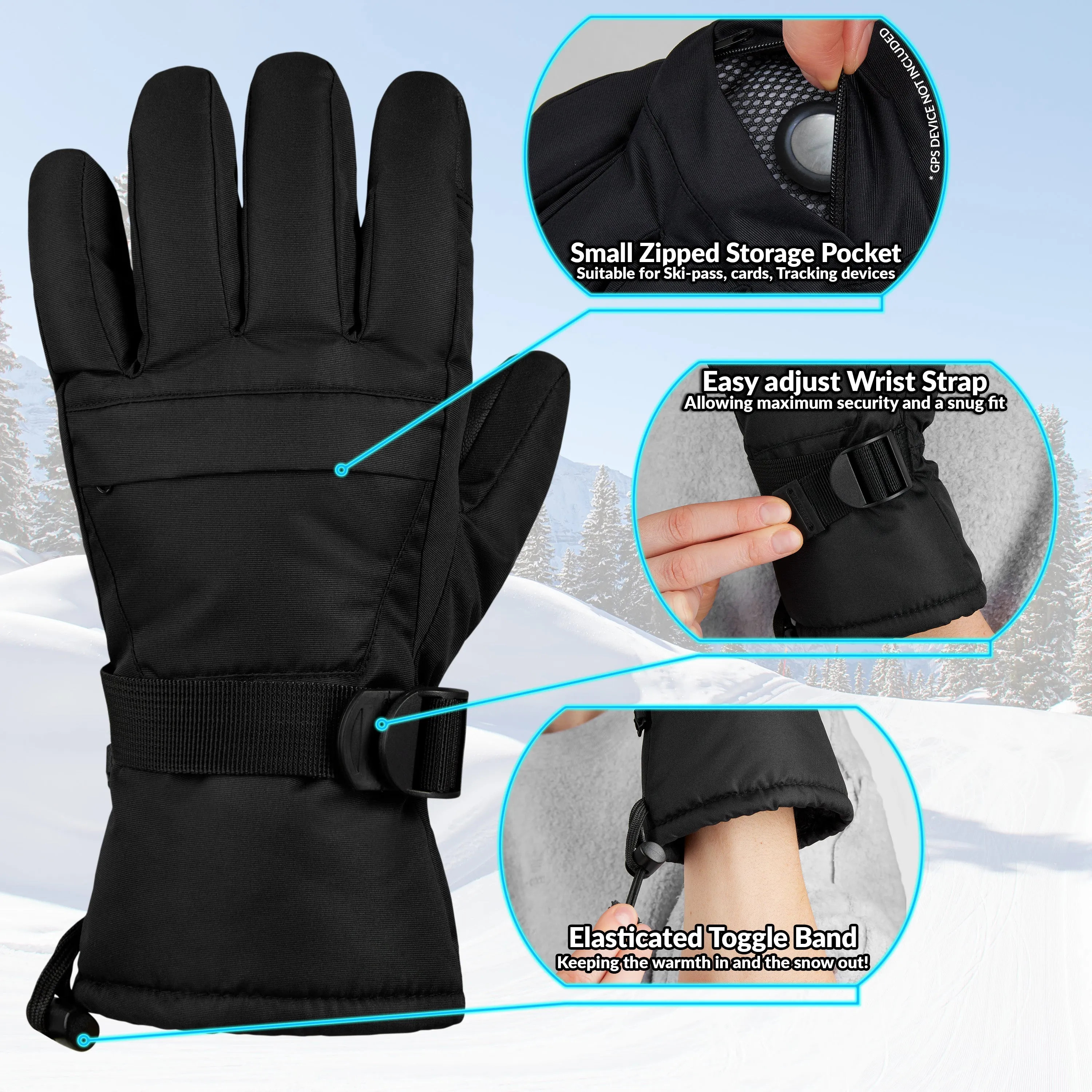 CityComfort Womens Skiing Gloves - Fleece Lined Touch Screen Gloves