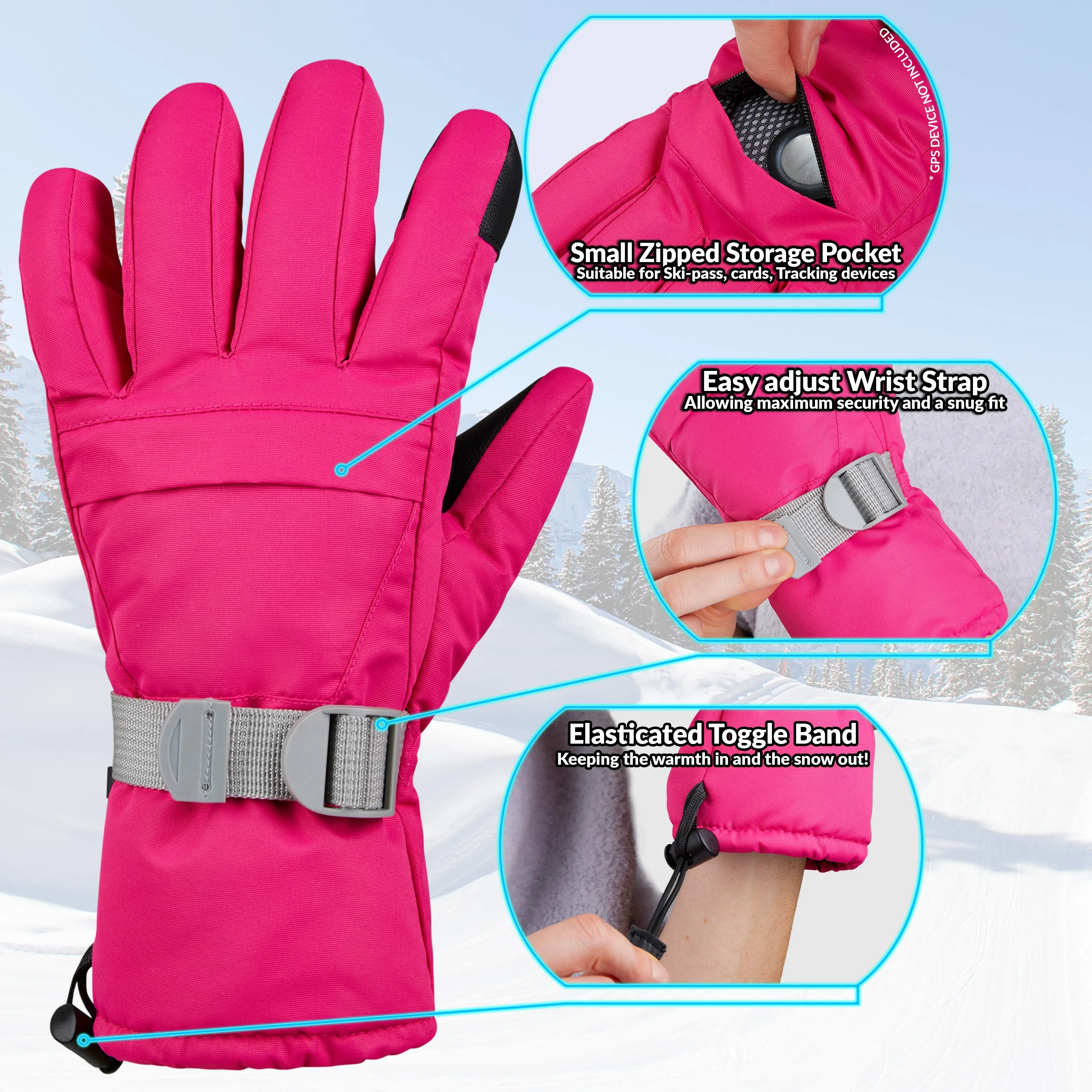 CityComfort Womens Skiing Gloves - Fleece Lined Touch Screen Gloves