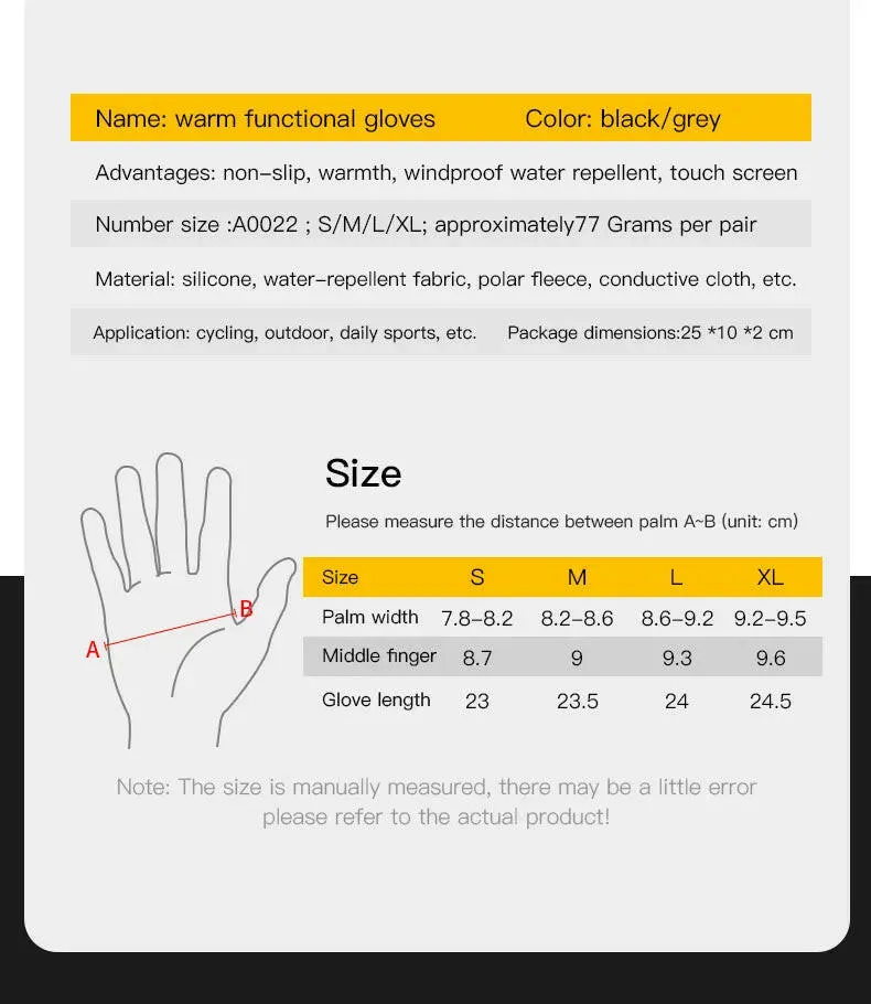 Cold Winter Gloves Men Gloves Touch Screen Waterproof Windproof Sports Gloves Warm Thermal Fleece Running Ski Cycling Gloves