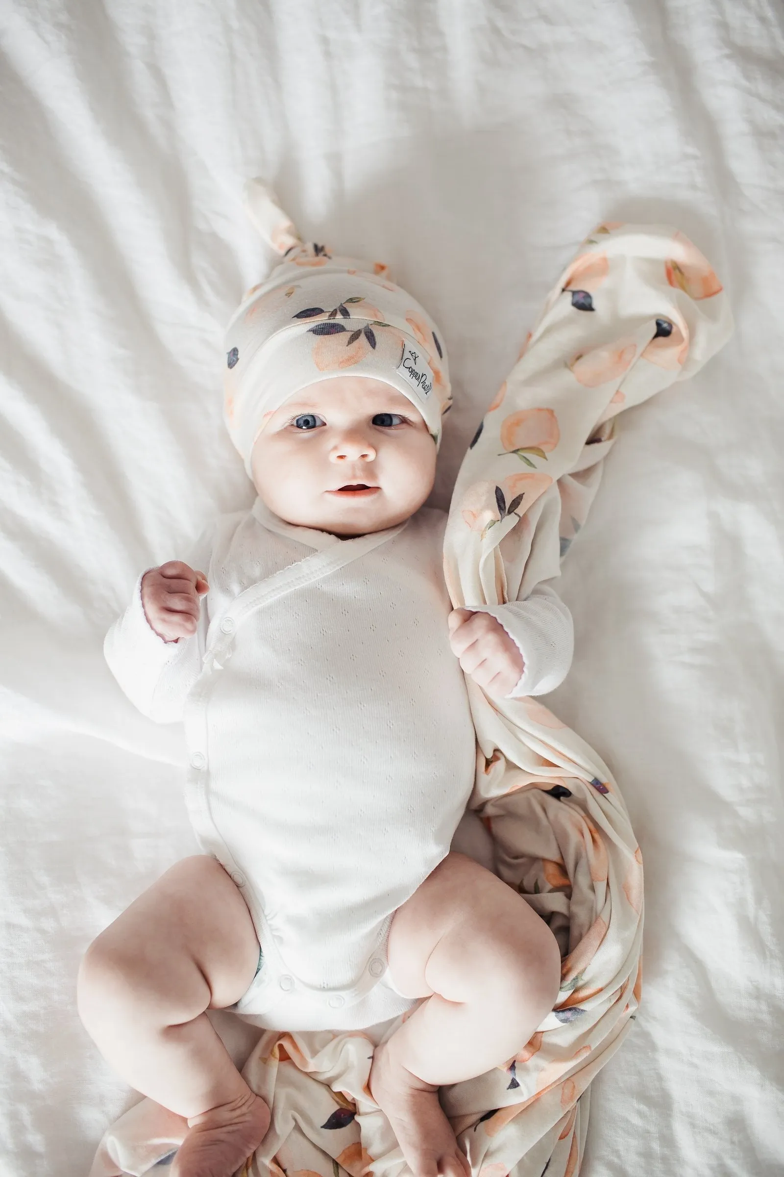 Copper Pearl Newborn Top Knot Hat - Caroline