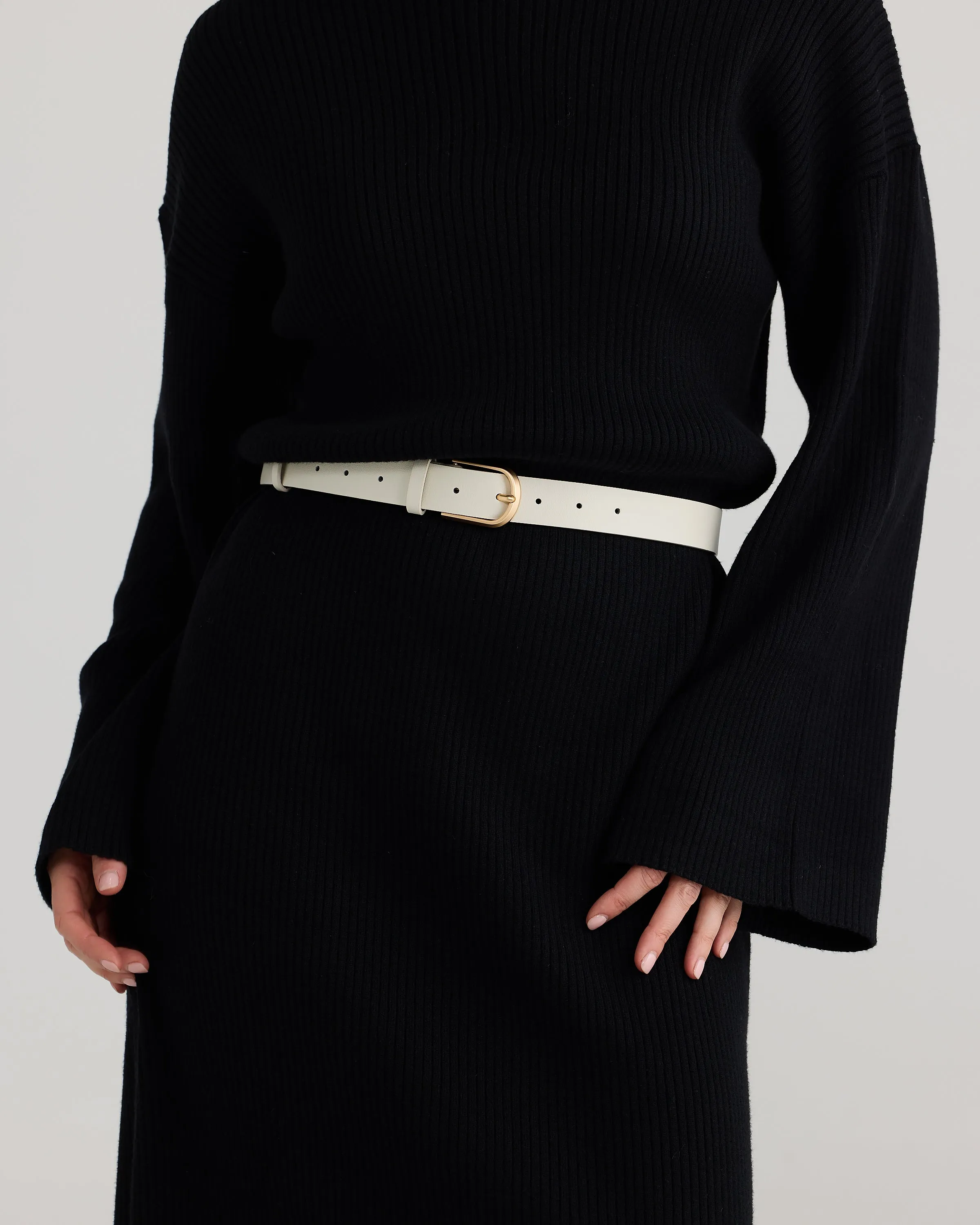 Core Classic Vegan Leather Belt - Bone