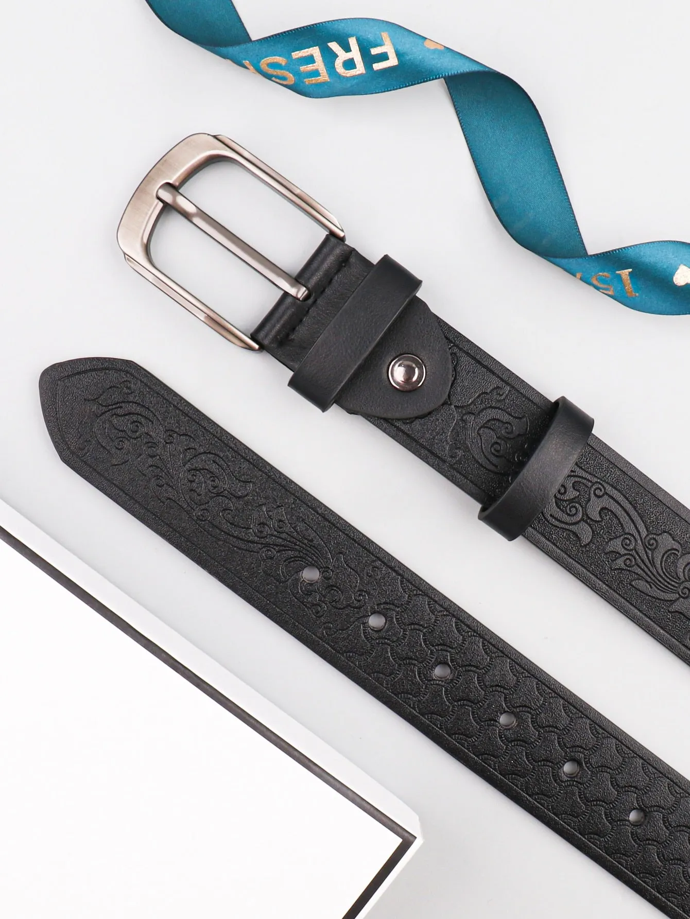 Embossed Casual Fashion Men's Belt with Punch Tool