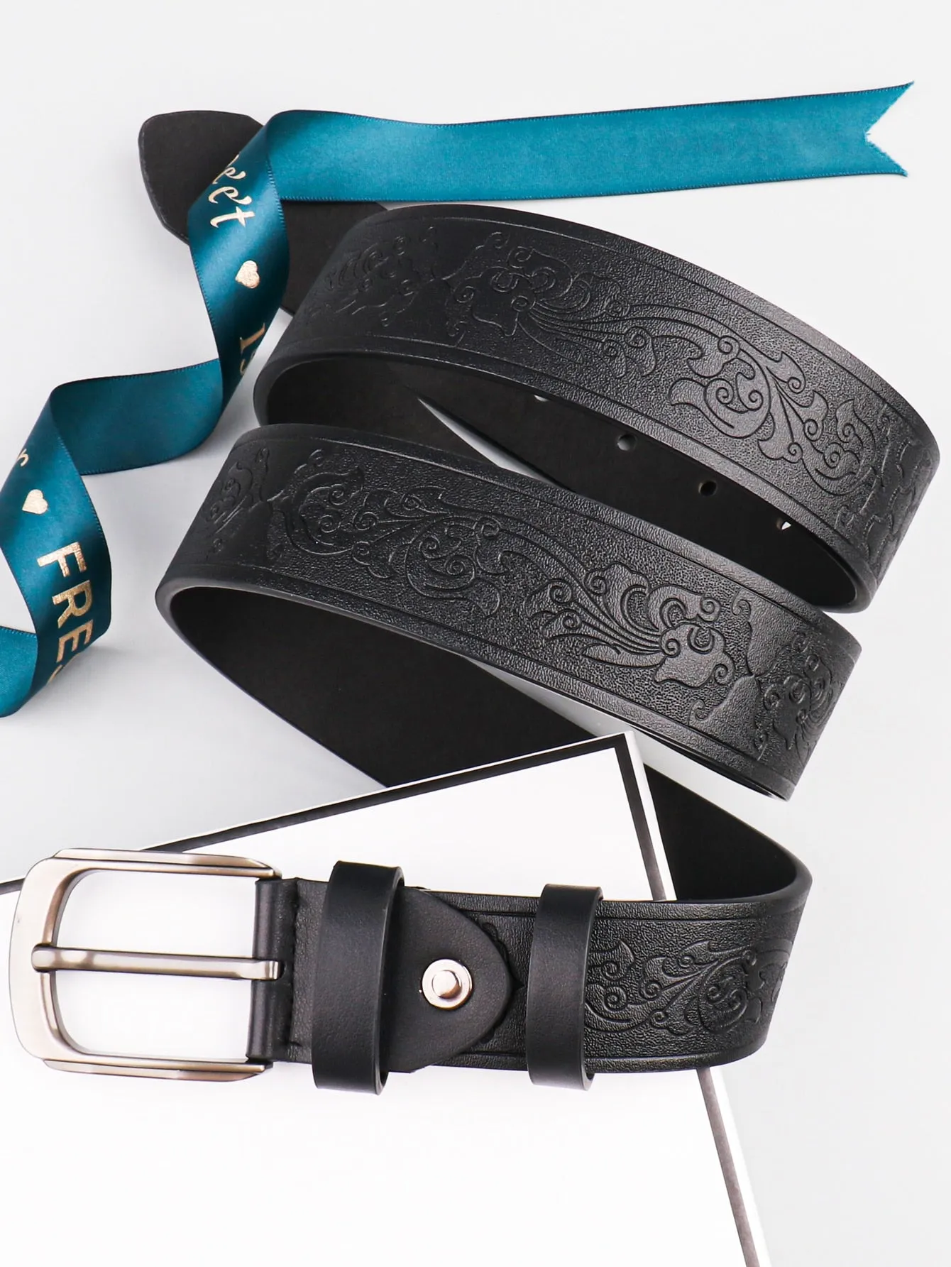 Embossed Casual Fashion Men's Belt with Punch Tool