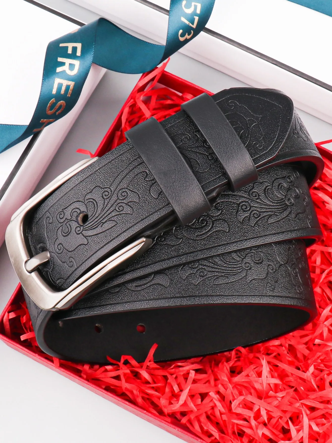 Embossed Casual Fashion Men's Belt with Punch Tool