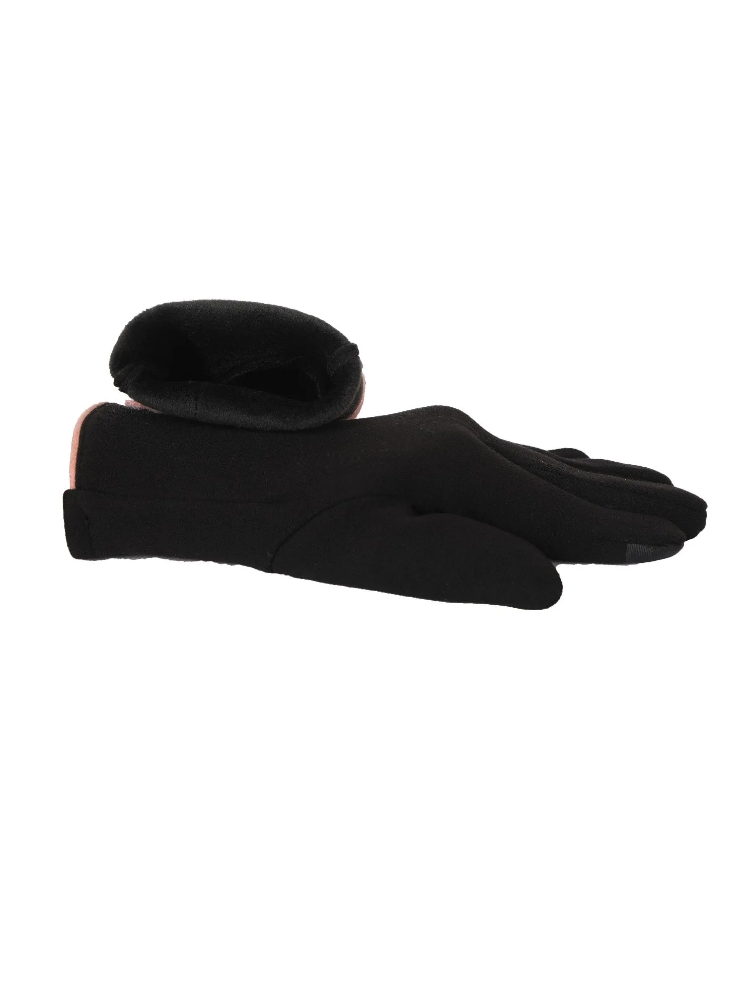 FabSeasons Slim Black Winter Gloves for Women: Velvet Lining, Touchscreen Index Finger, Smooth Driving/Riding