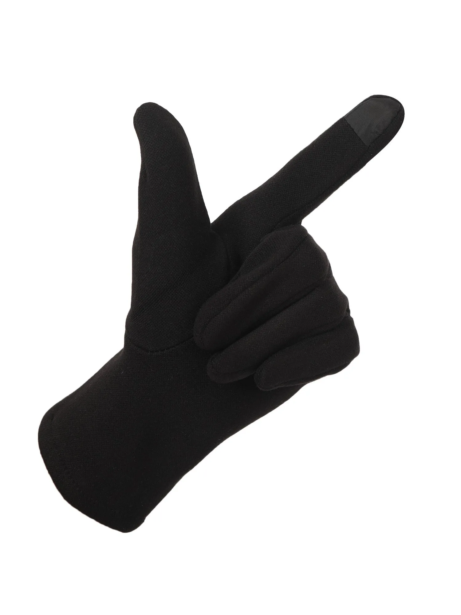 FabSeasons Slim Black Winter Gloves for Women: Velvet Lining, Touchscreen Index Finger, Smooth Driving/Riding