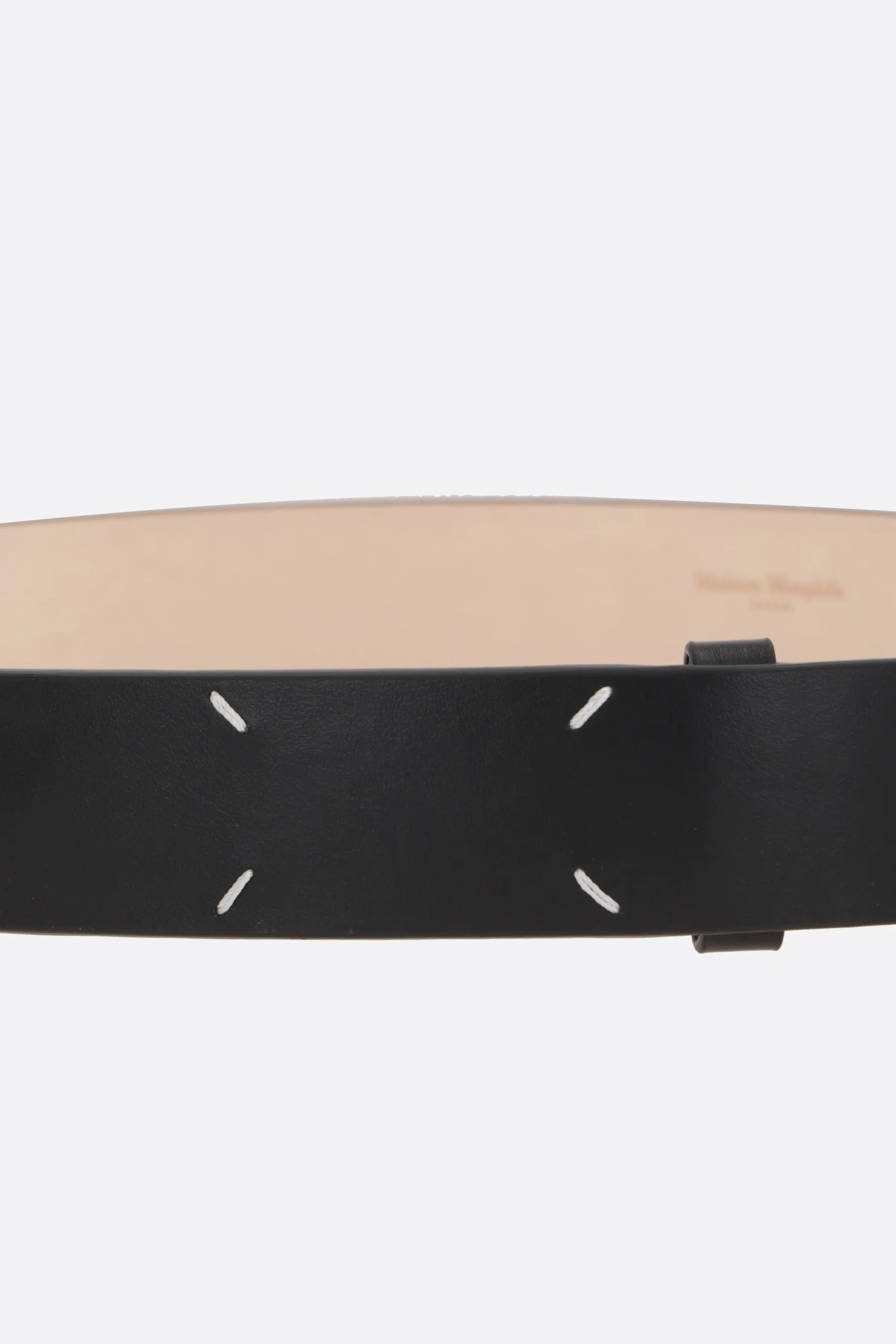 Four-Stitch Pattern Leather Belt