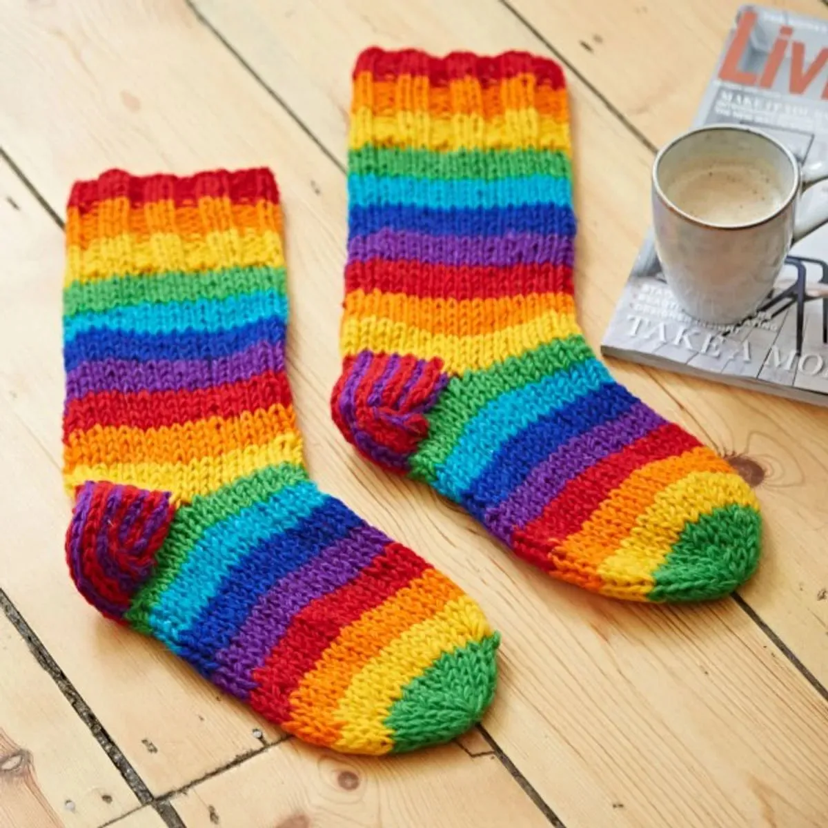 Handknitted Woolen Rainbow Socks, Nepal