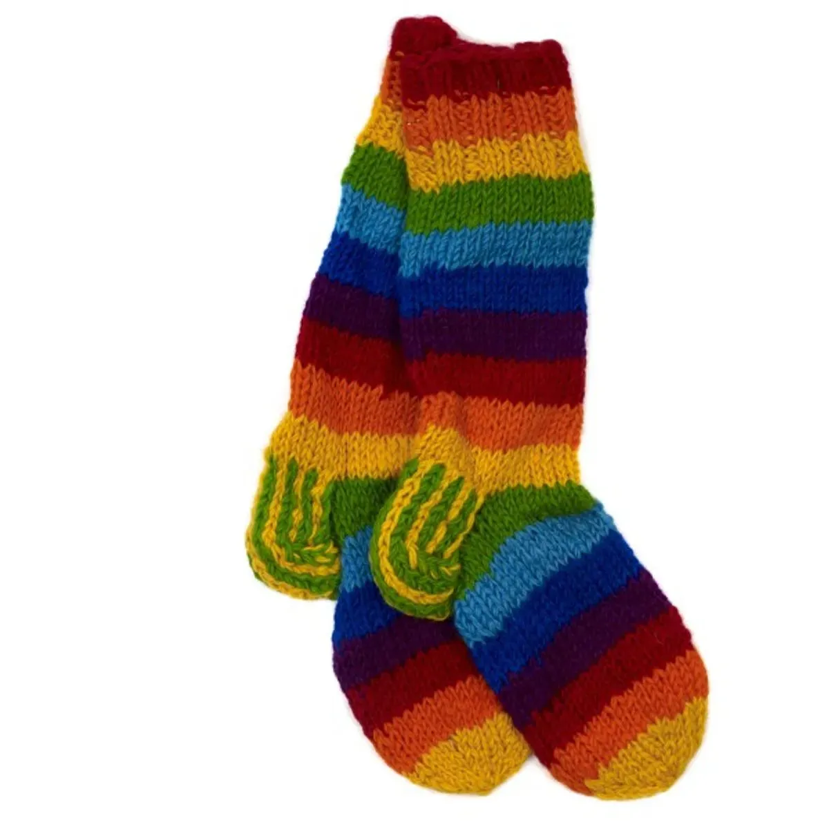 Handknitted Woolen Rainbow Socks, Nepal