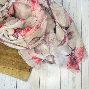 Hattie Floral Watercolour Scarf - Cherry