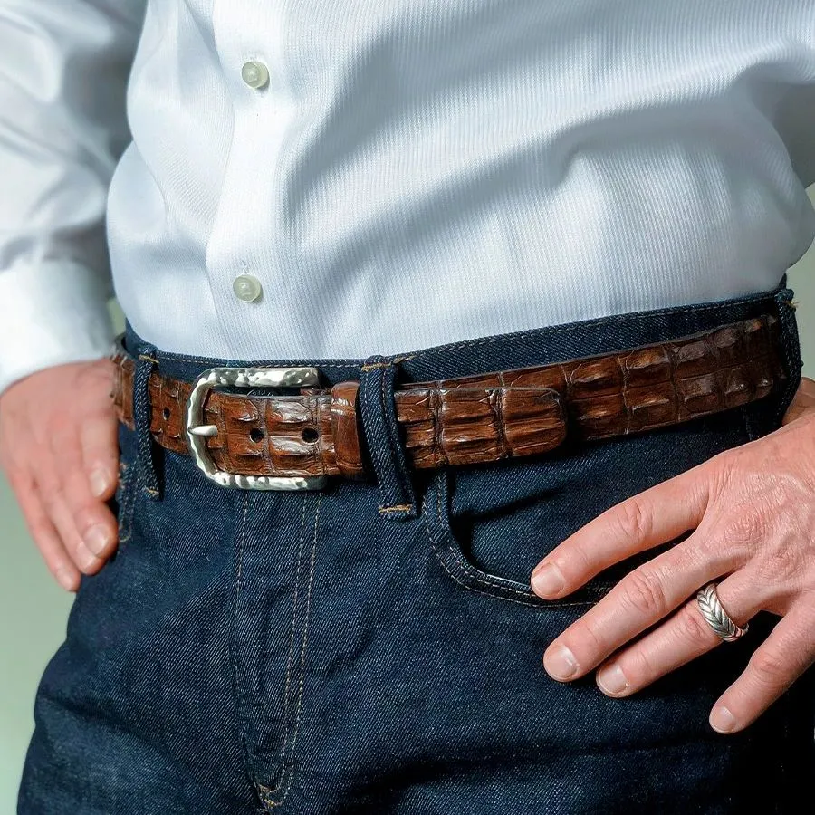 Hornback Crocodile Belt in Cognac by Torino Leather