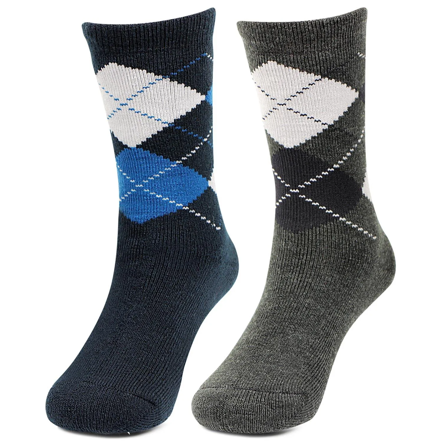 Kids Argyle Multicoloured Woolen Crew Length Socks- Pack of 2