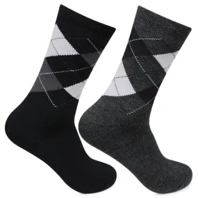 Men Classic Argyle Multicolored Woolen Socks- Pack of 2