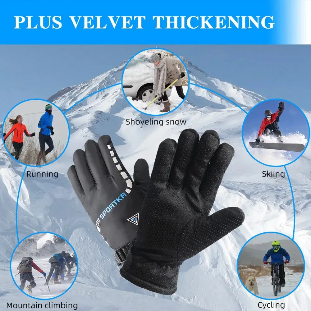 Men Women Water Protective Internal Fleece Winter Warm Gloves Motorcycle Riding Gloves Ski Gloves Cotton Gloves