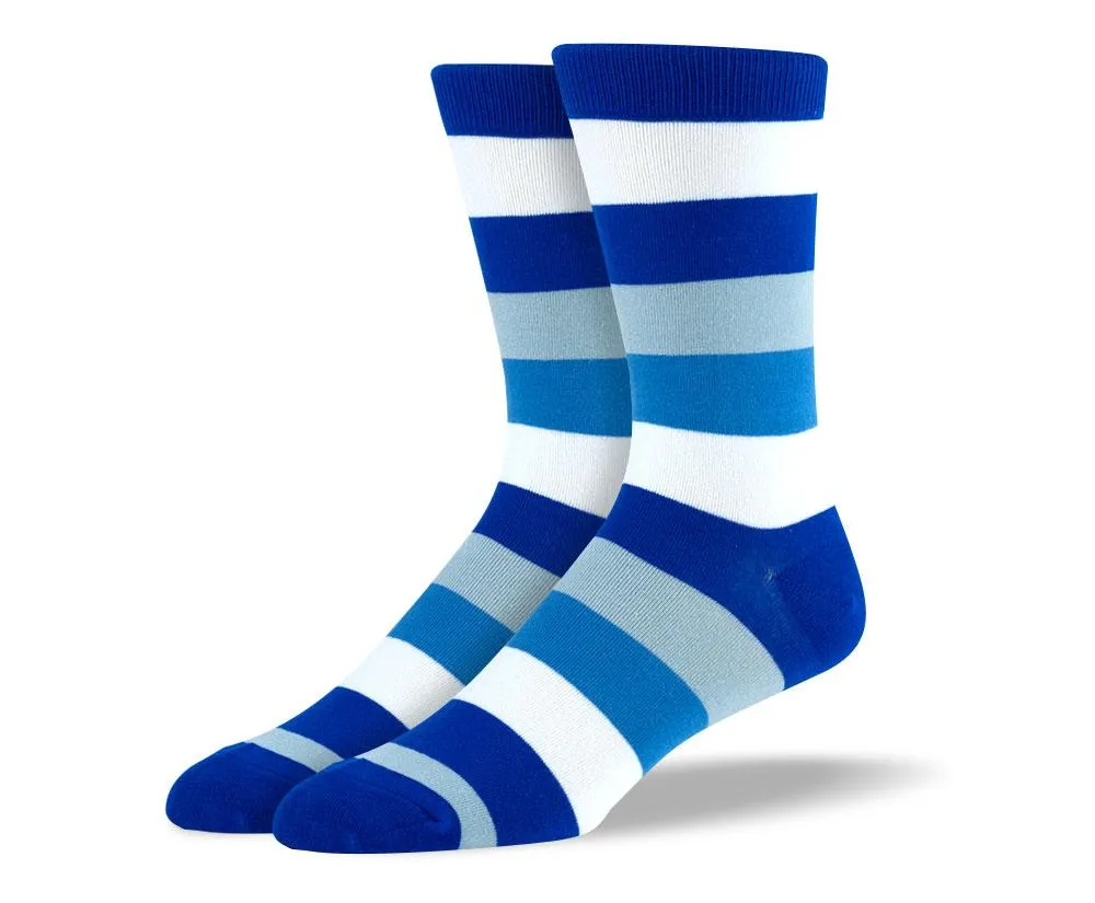 Men's Colorful Blue & White Stripes Socks