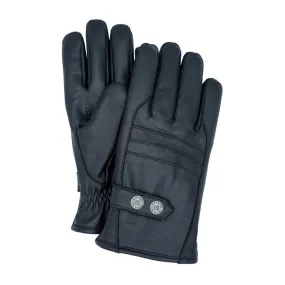 Men's Genuine Leather Fleence Lined Winter Gloves for Cold Weather - Black