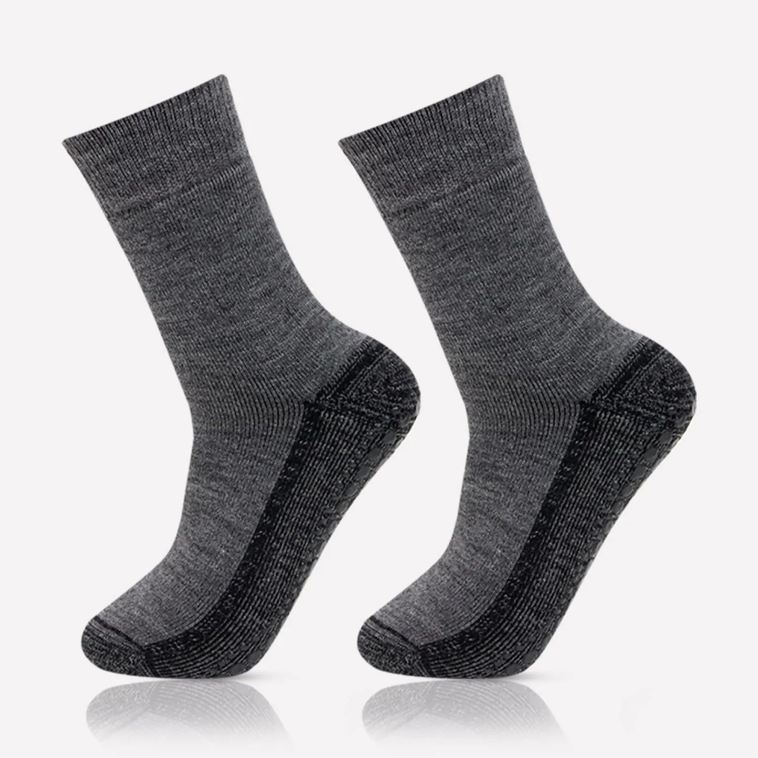 Men's Woolen Anthra Color Anti-Skid (Gripper) Indoor Socks - Pack Of 2