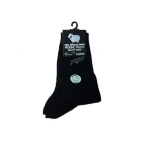 Merino Wool Fern Brush Stroke Socks Black M-L - The Derek Corporation