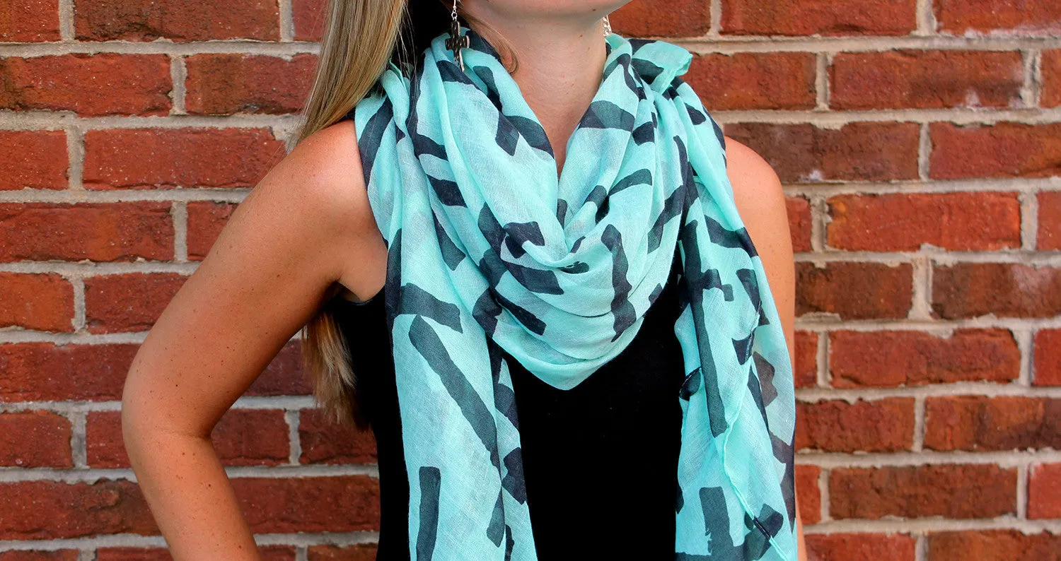 Mint Green with Dark Cross Scarf