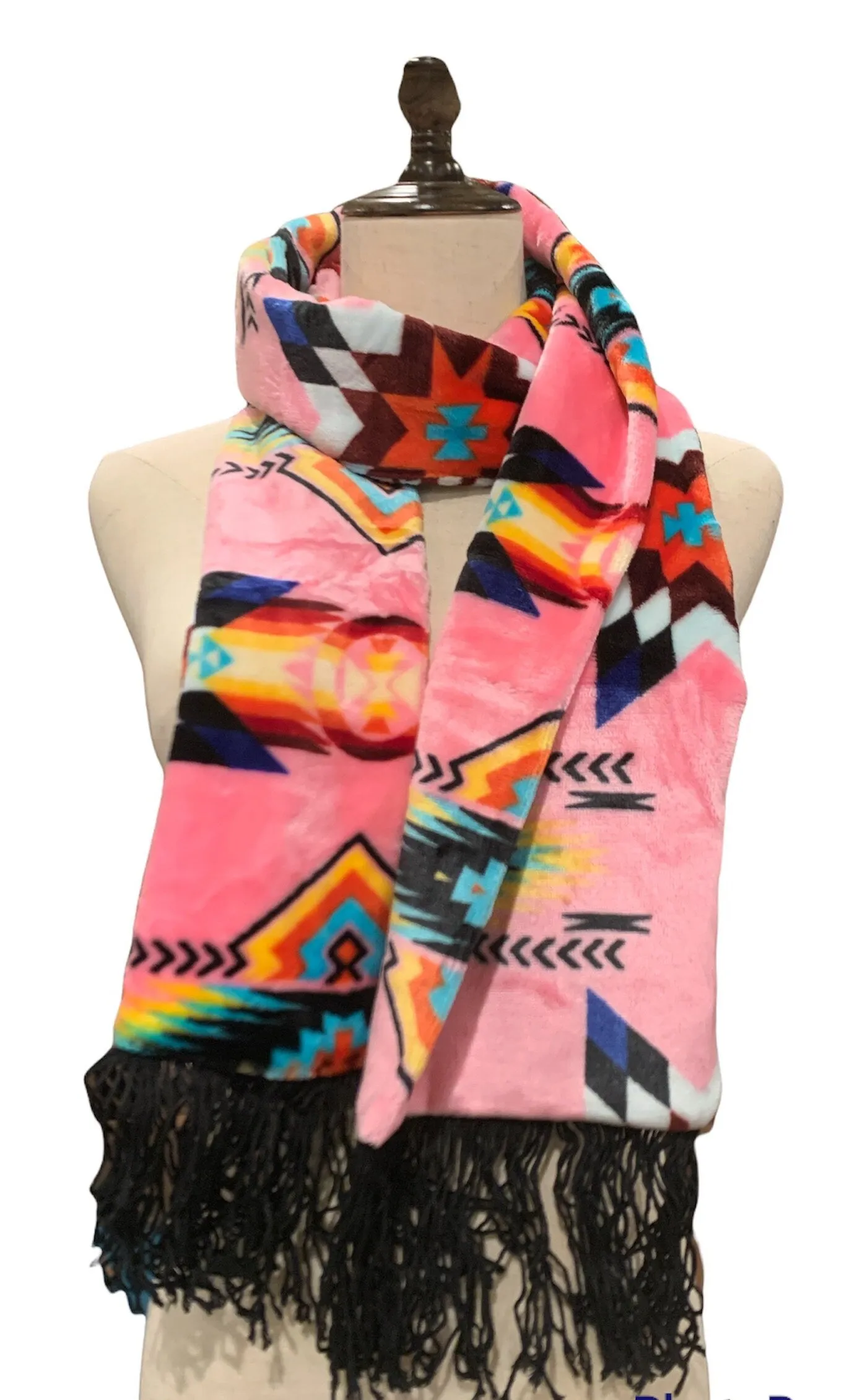 Native American Style STAR Design Super Soft Scarf With Fringe