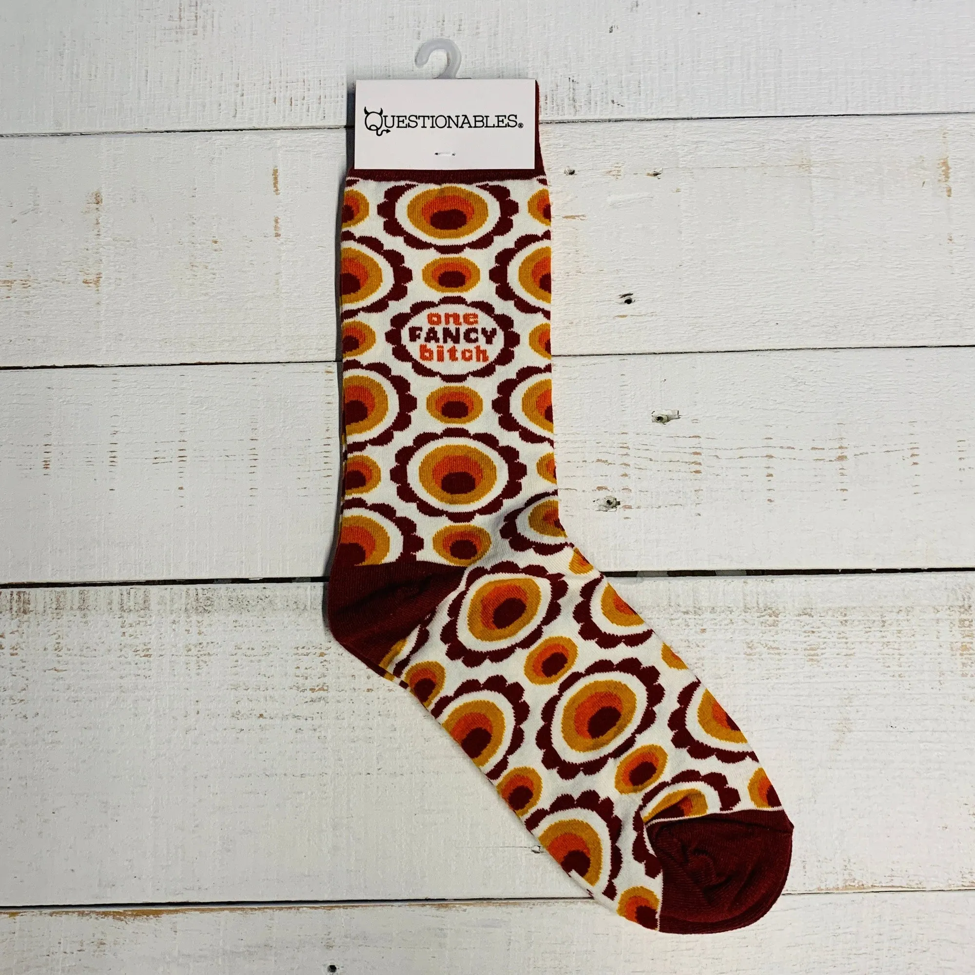 One Fancy Bitch Socks | Colorful Retro Pattern