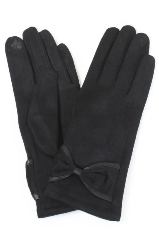 Ribbon Trim Winter Gloves