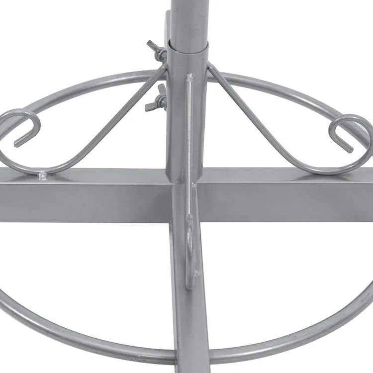 Silver Metal Freestanding Customizable Hat Stand, Wig Retail Display with 20 Circular Hooks