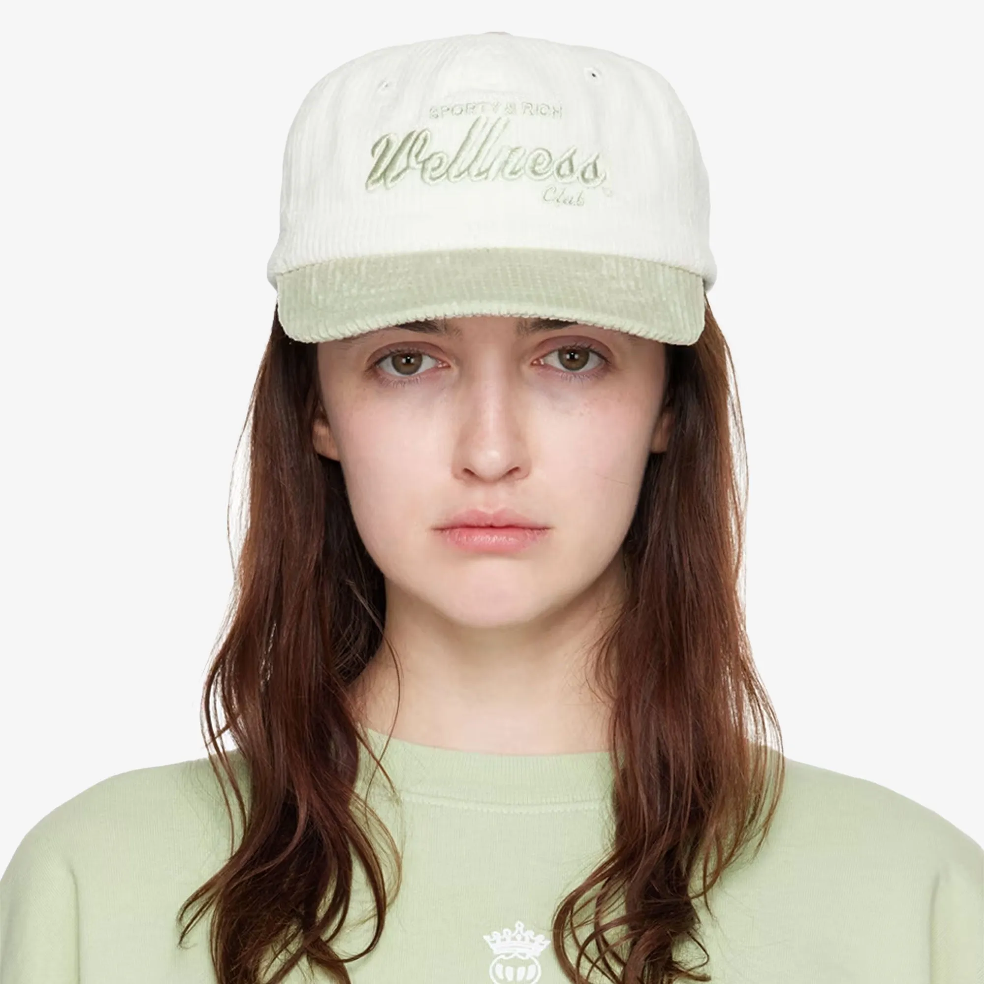 SPORTY & RICH | DRAFT CORDUROY HAT { WHITE/SAGE