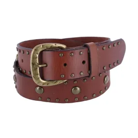 Toneka Women's Bridle Belt with Antique Brass Studs