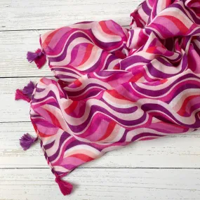 Tula Retro Swirl Tassel Scarf - Pink