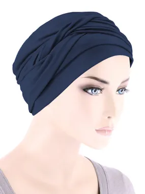 TWIST-NAVY#Twisty Turban in Buttery Soft Navy Blue