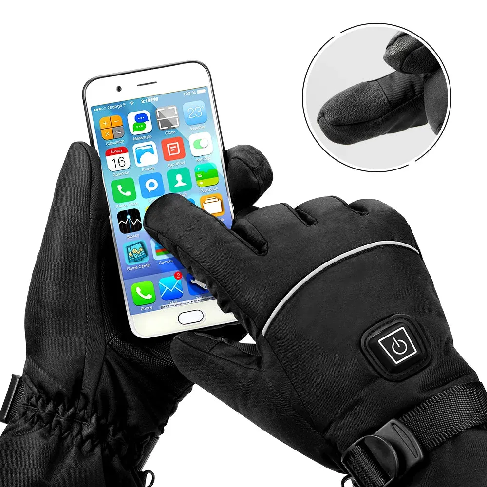 Winter Cycling Gloves Waterproof Heated Guantes Ciclismo Touch Screen Battery Powered Bike Gloves Racing Riding Ski Gloves