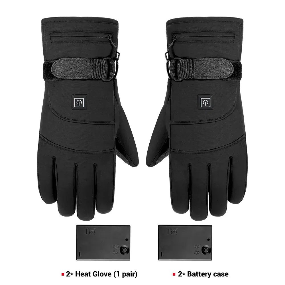 Winter Cycling Gloves Waterproof Heated Guantes Ciclismo Touch Screen Battery Powered Bike Gloves Racing Riding Ski Gloves